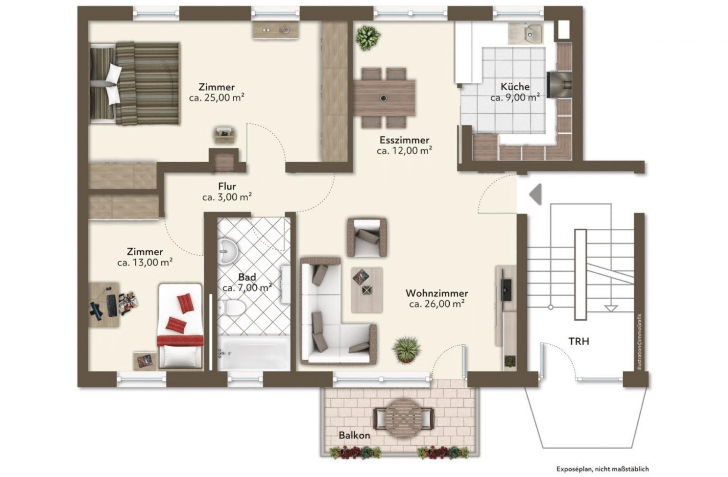 Eckernfeld - Gepflegte 3-Zimmerwohnung in Top-Lage - Grundriss