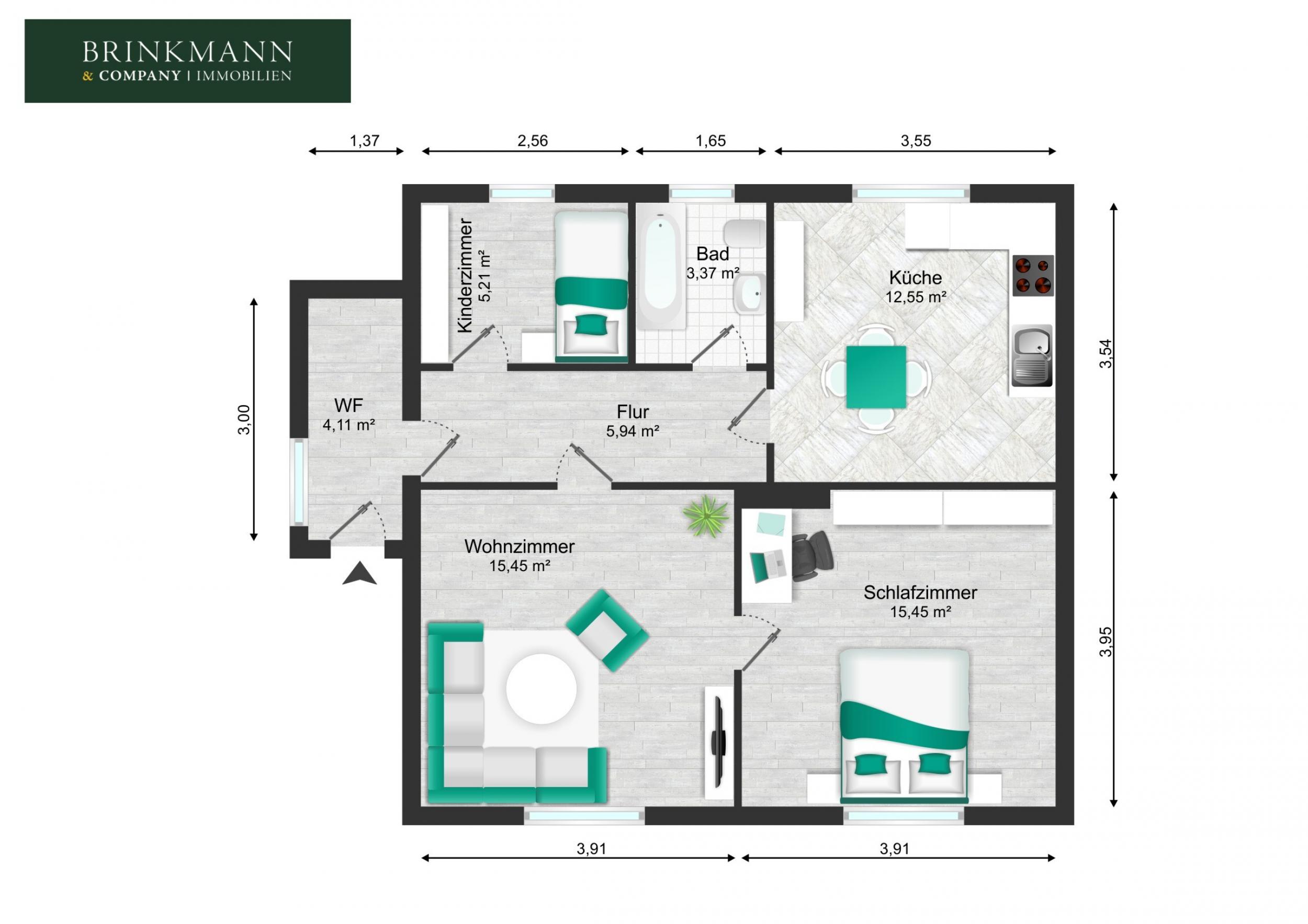 Schierholz - Solider Walmdachbungalow mit zusätzlichem Siedlungshaus - Grundriss 83 - Erdgeschoss