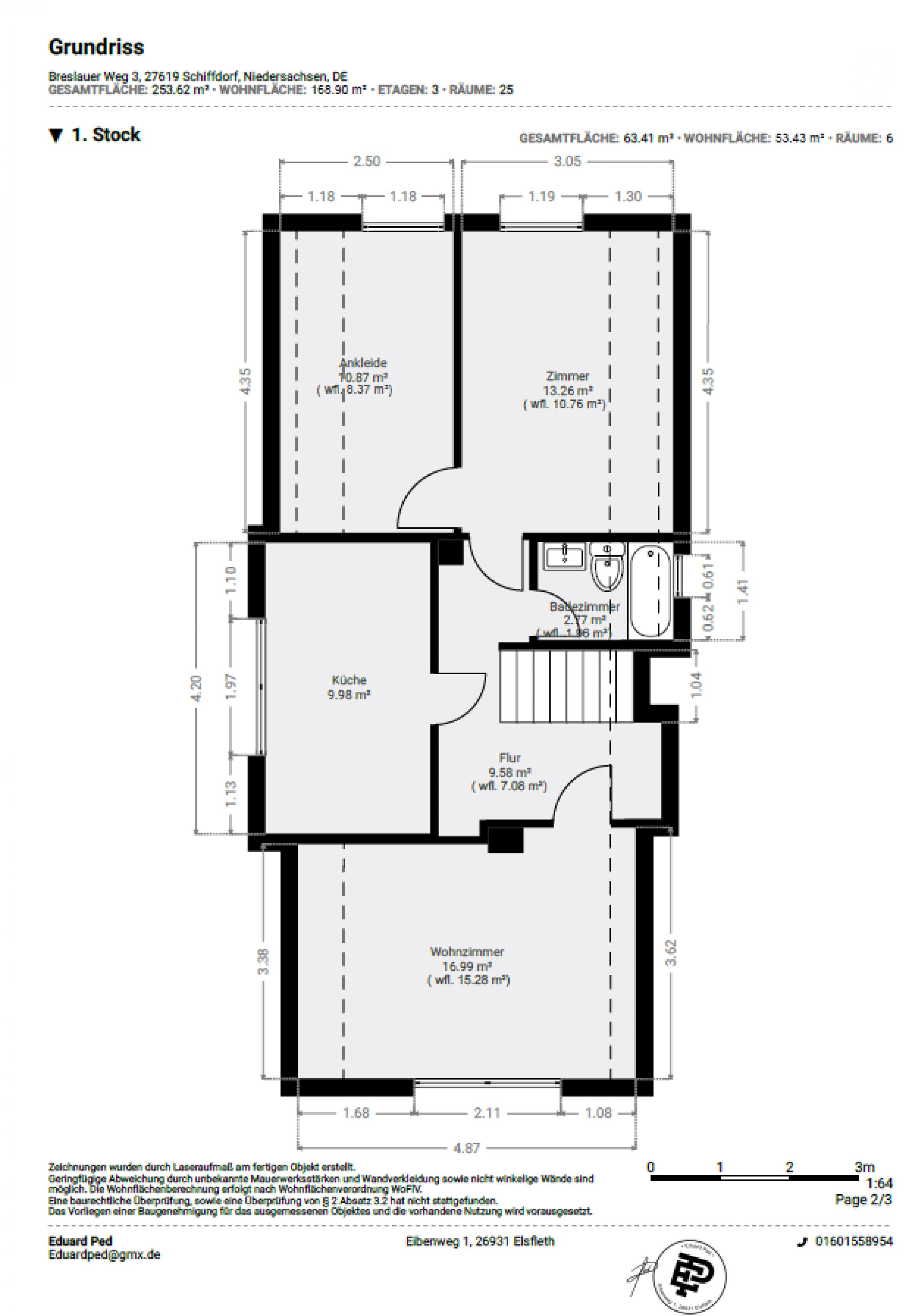 Schiffdorf-Spaden - Modernisiertes Einfamilienhaus mit Einliegerwohnung in ruhiger Lage - Grundriss Dachgeschoss