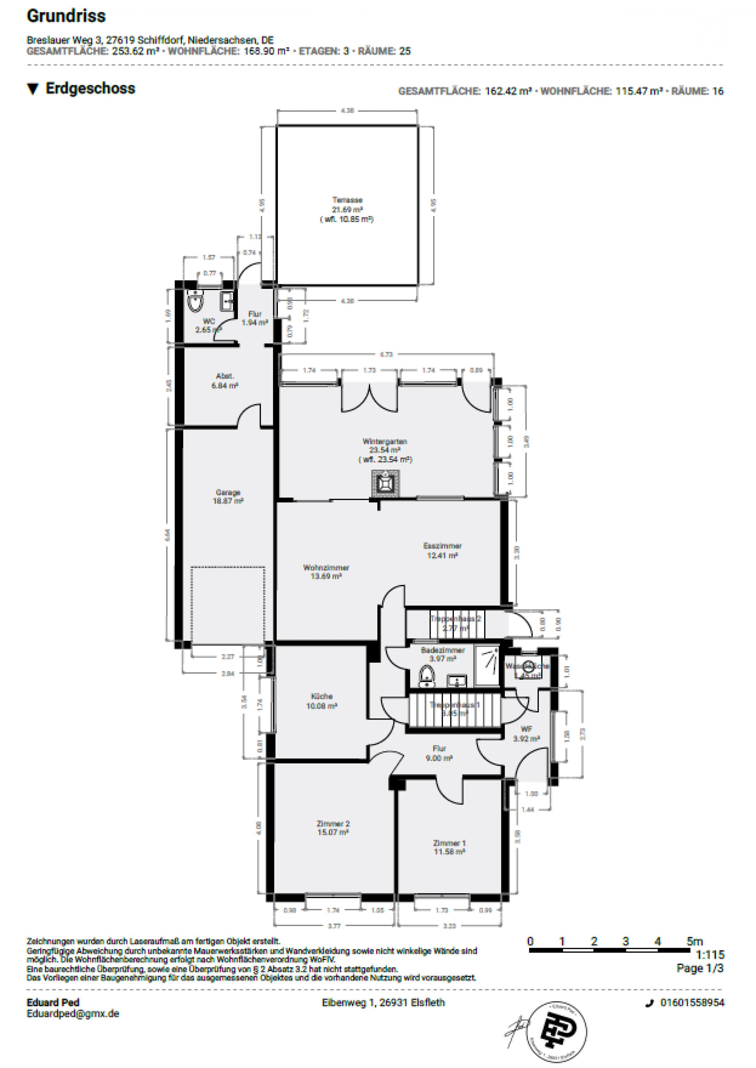 Schiffdorf-Spaden - Modernisiertes Einfamilienhaus mit Einliegerwohnung in ruhiger Lage - Grundriss Erdgeschoss