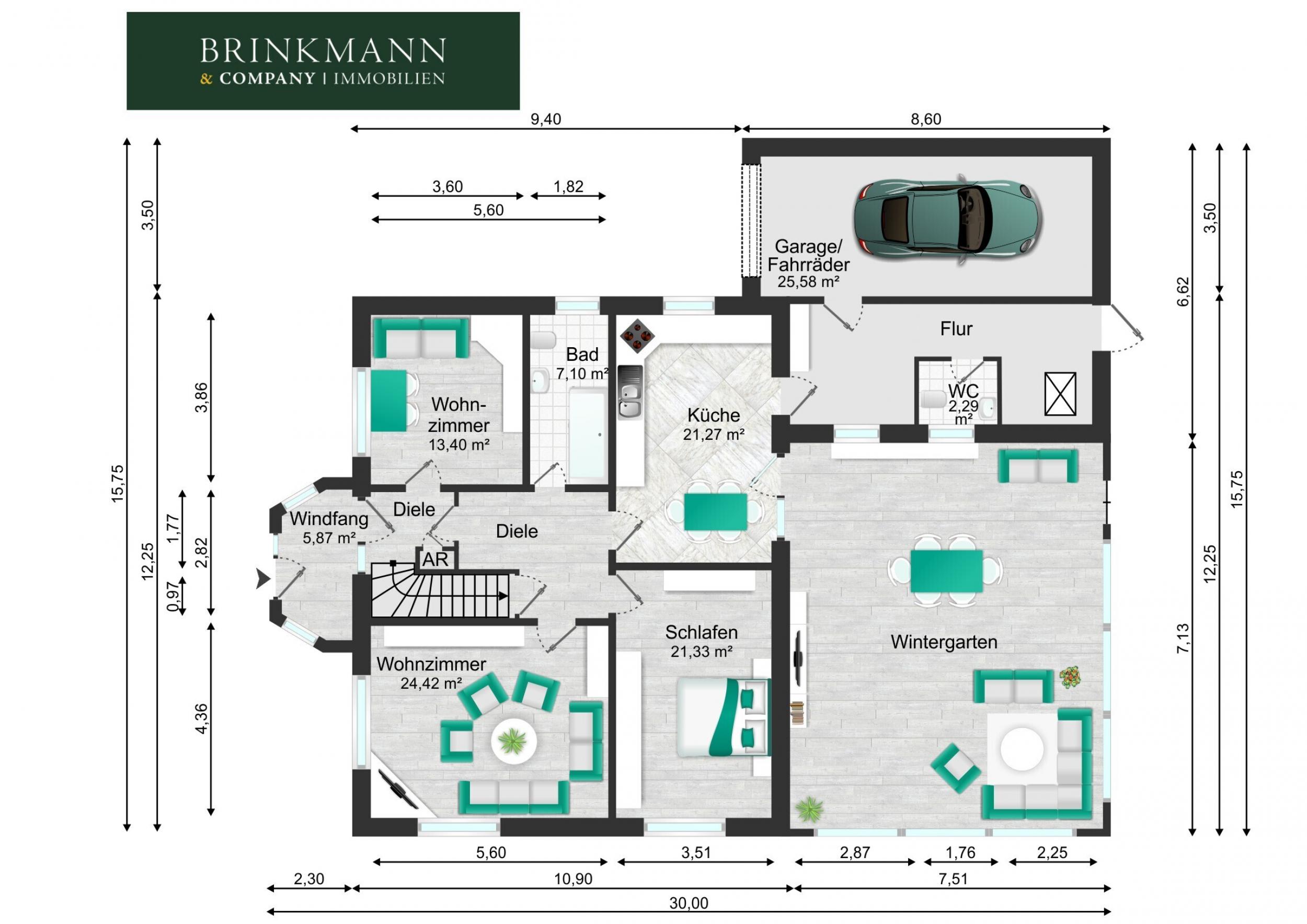 Surheide - Zweifamilienhaus als Mehrgenerationshaus oder Kapitalanlage - Grundriss Erdgeschoss