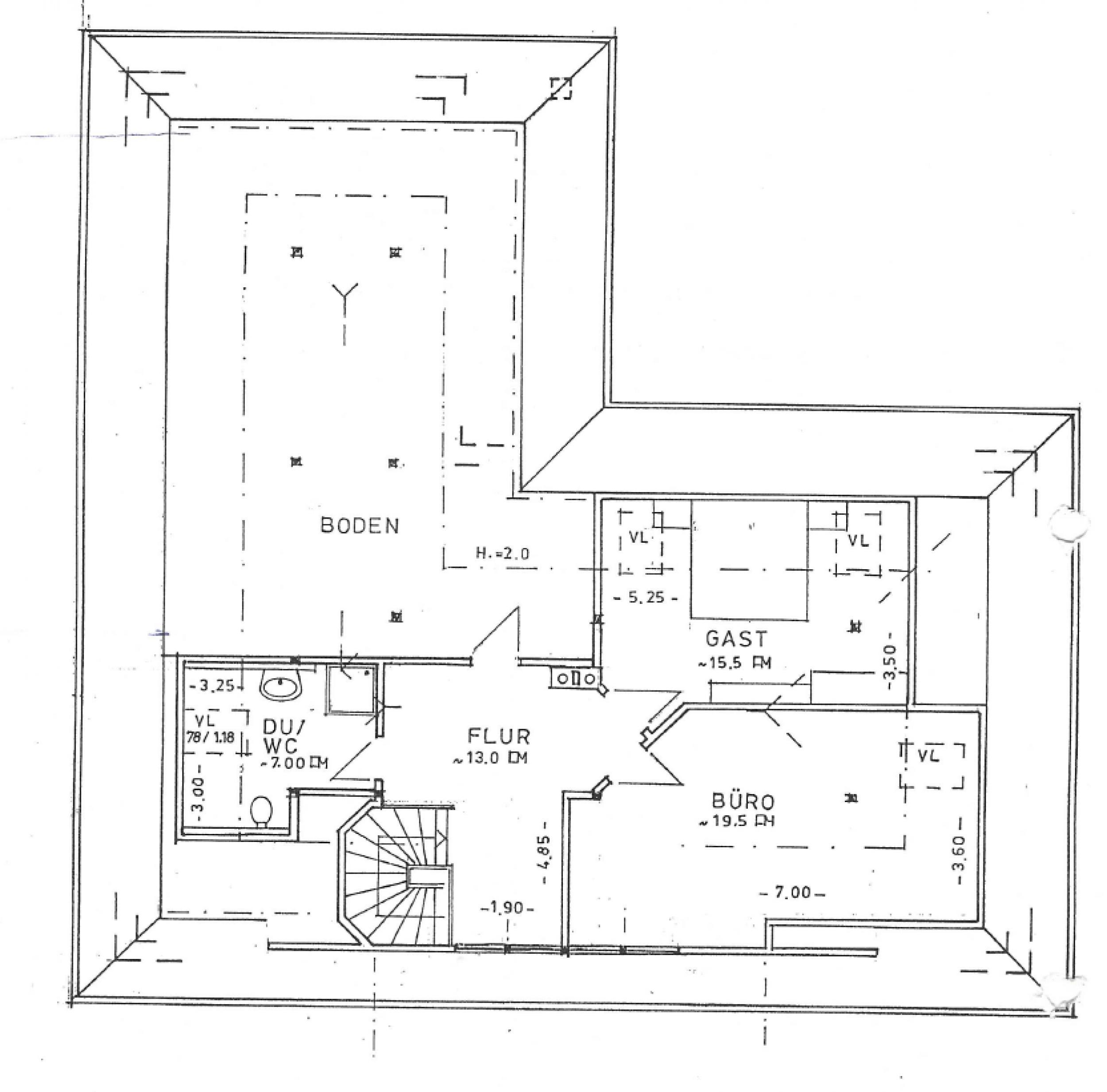Bokel - Repräsentativer Winkelbungalow in ruhiger Wohnlage – ein Zuhause zum Wohlfühlen - Grundriss Dachgeschoss