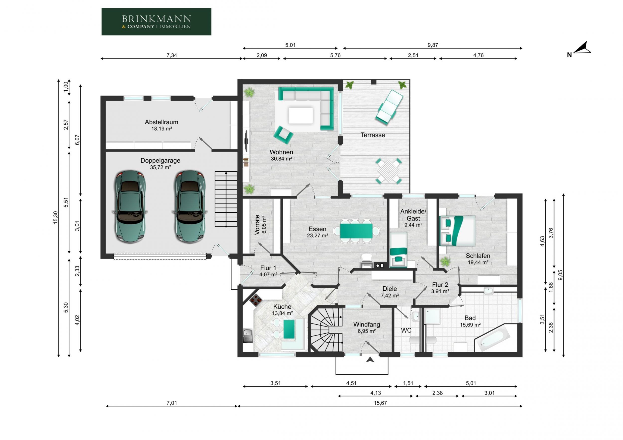 Bokel - Repräsentativer Winkelbungalow in ruhiger Wohnlage – ein Zuhause zum Wohlfühlen - Grundriss Erdgeschoss