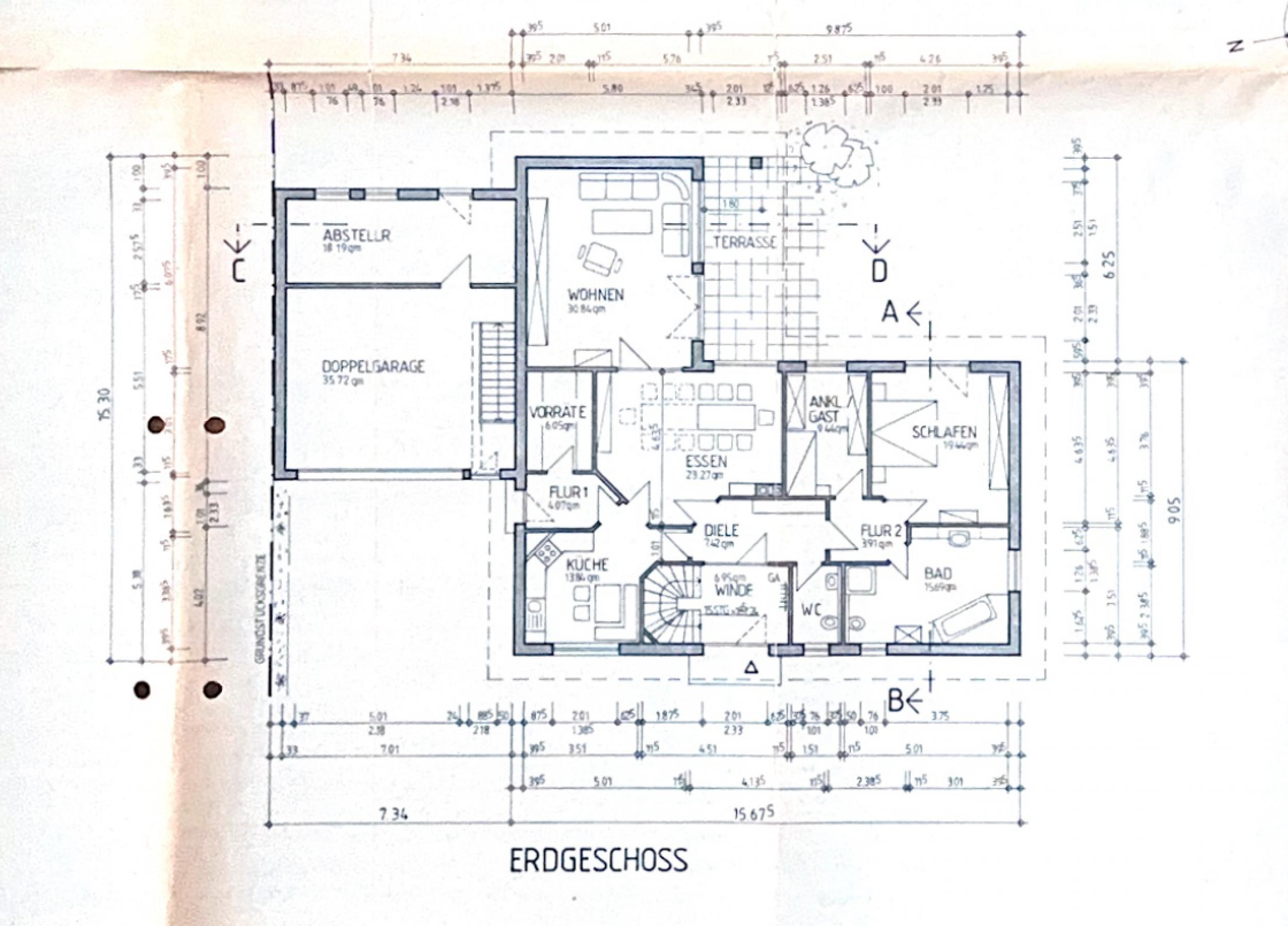 Bokel - Repräsentativer Winkelbungalow in ruhiger Wohnlage – ein Zuhause zum Wohlfühlen - Grundriss Erdgeschoss
