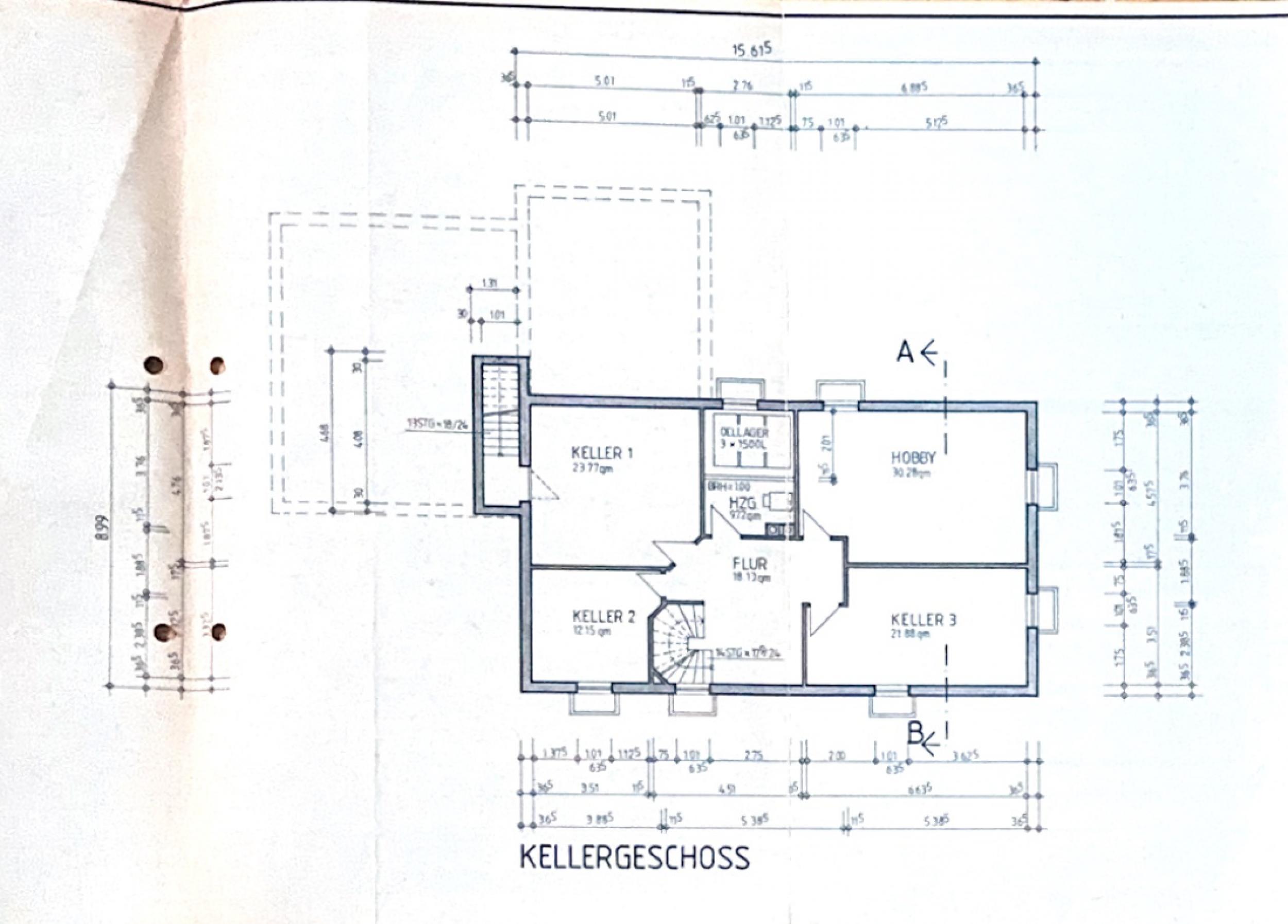 Bokel - Repräsentativer Winkelbungalow in ruhiger Wohnlage – ein Zuhause zum Wohlfühlen - Grundriss Kellergeschoss