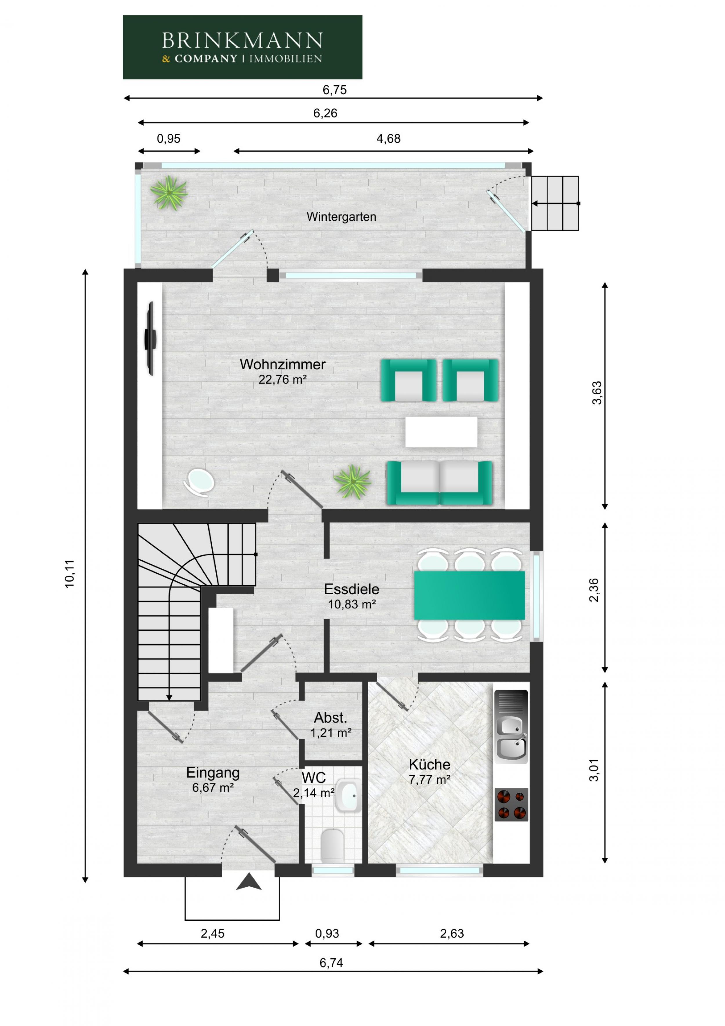 Burglesum - Familienfreundliches Reihenendhaus in bevorzugter Lage - Grundriss Erdgeschoss