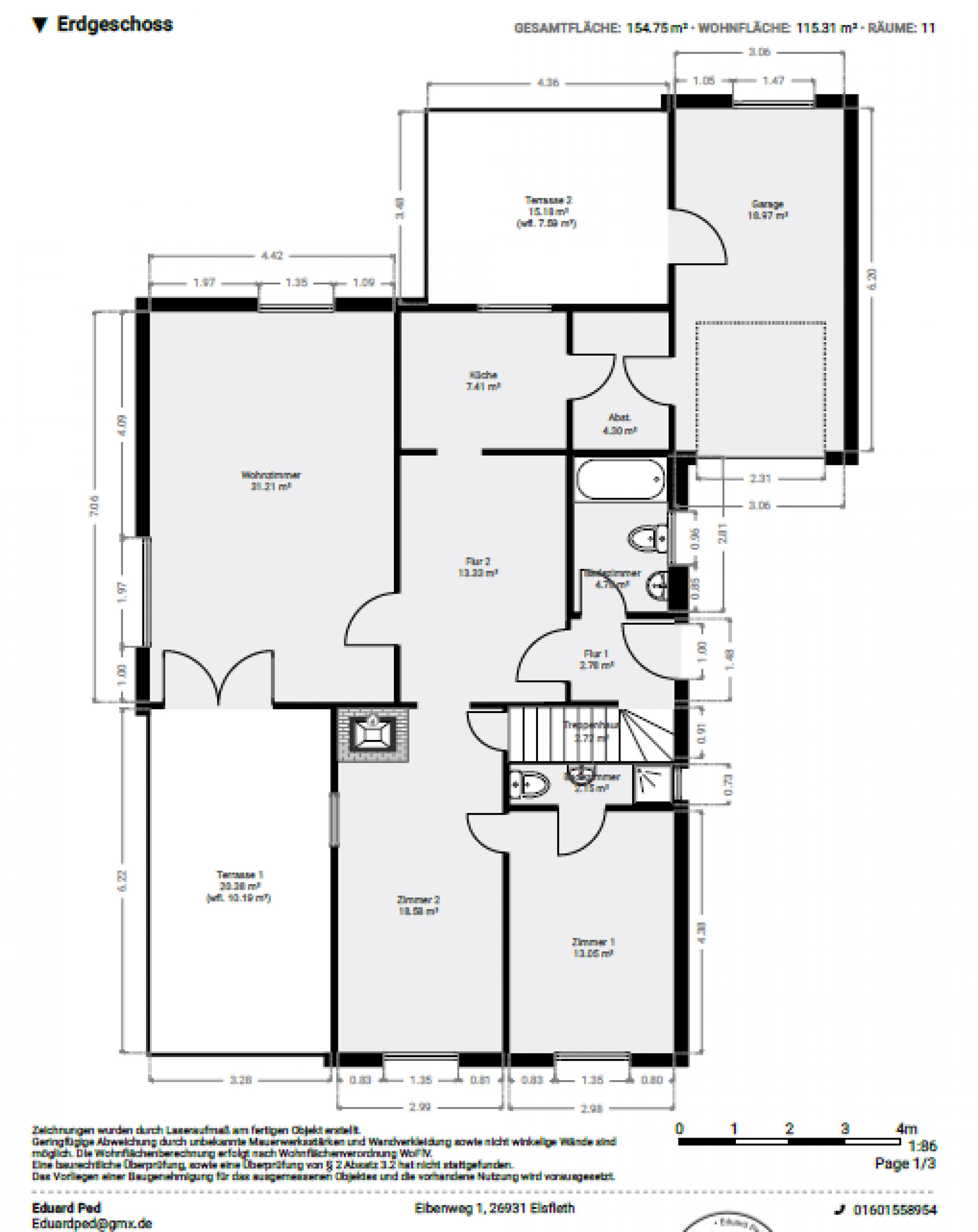 Sahlenburg - Ein- bis Zweifamilienhaus in attraktiver Lage - Grundriss Erdgeschoss