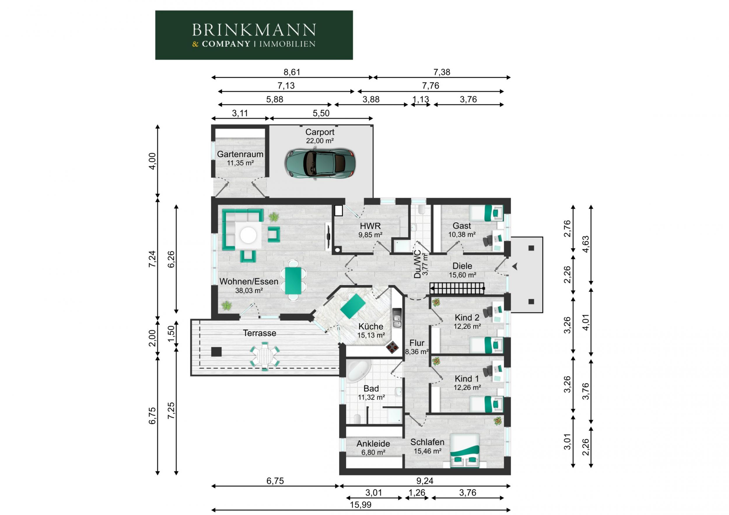 Beverstedt - Moderner Winkelbungalow in ländlicher Lage mit Außbaupotenzial - Grundriss
