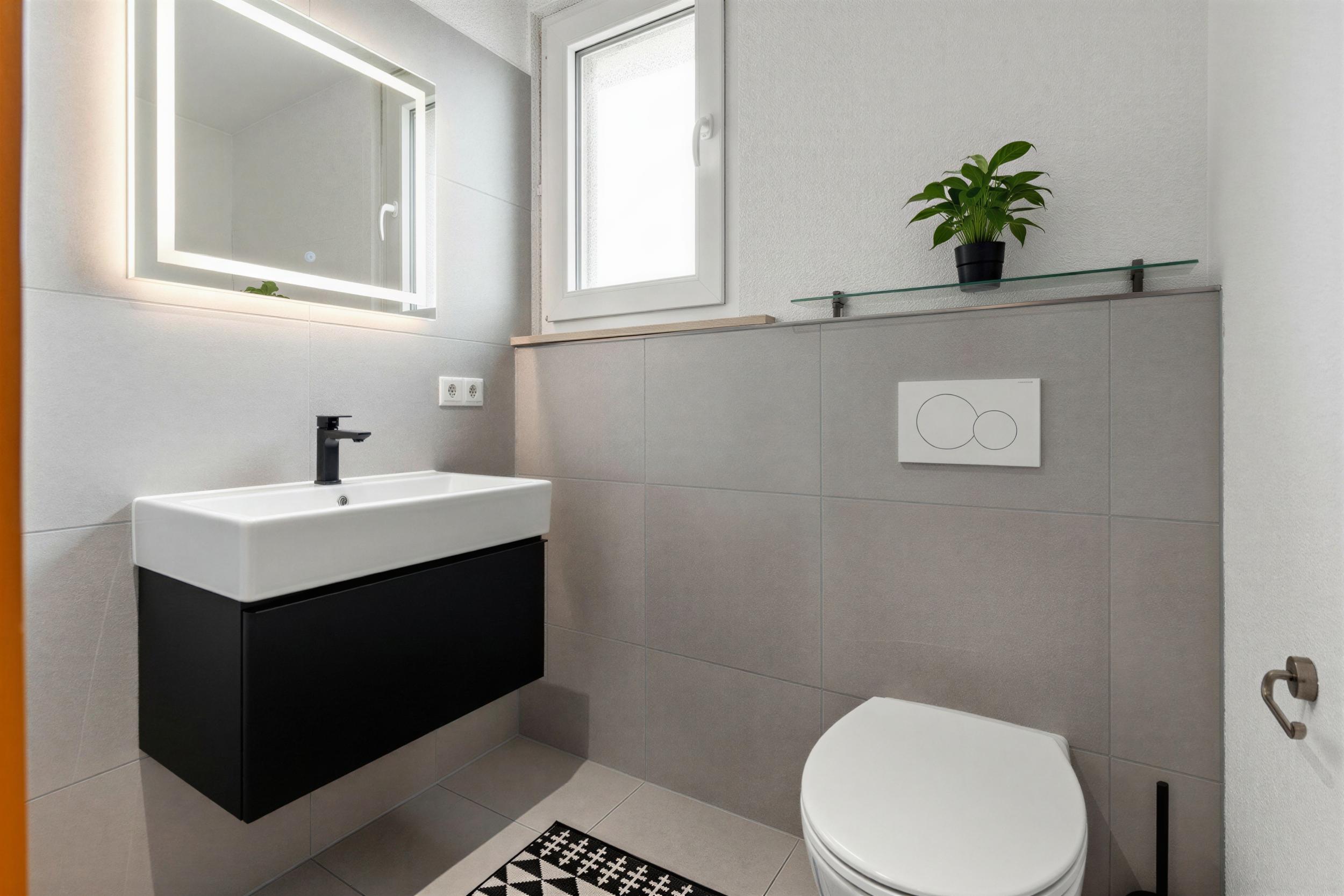 Surheide - Charmante Doppelhaushälfte mit Nebengelass und großem Grundstück - Gäste-WC - (KI generiert)