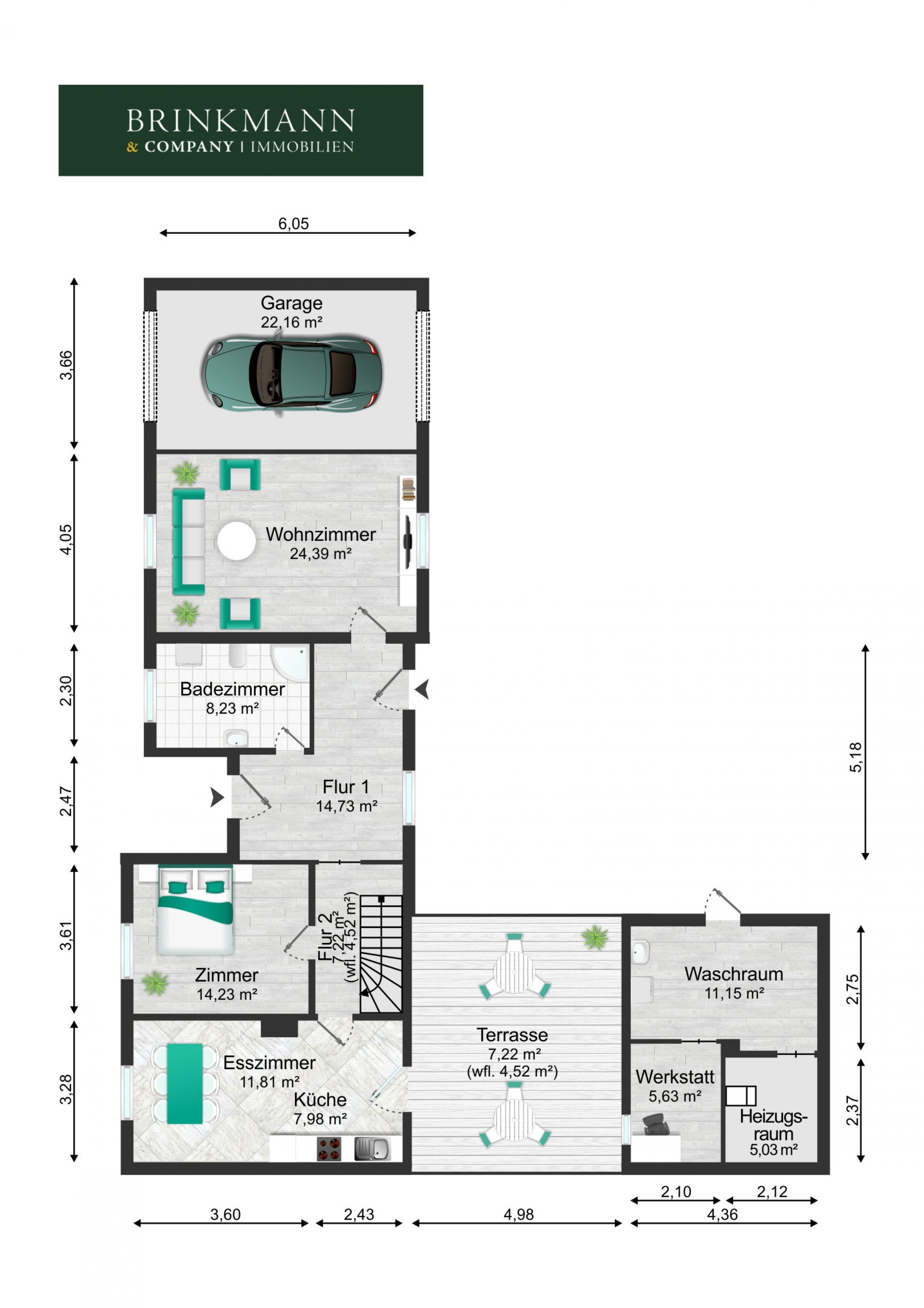 Leherheide - Moderne Doppelhaushälfte in beliebter Lage - Grundriss Erdgeschoss