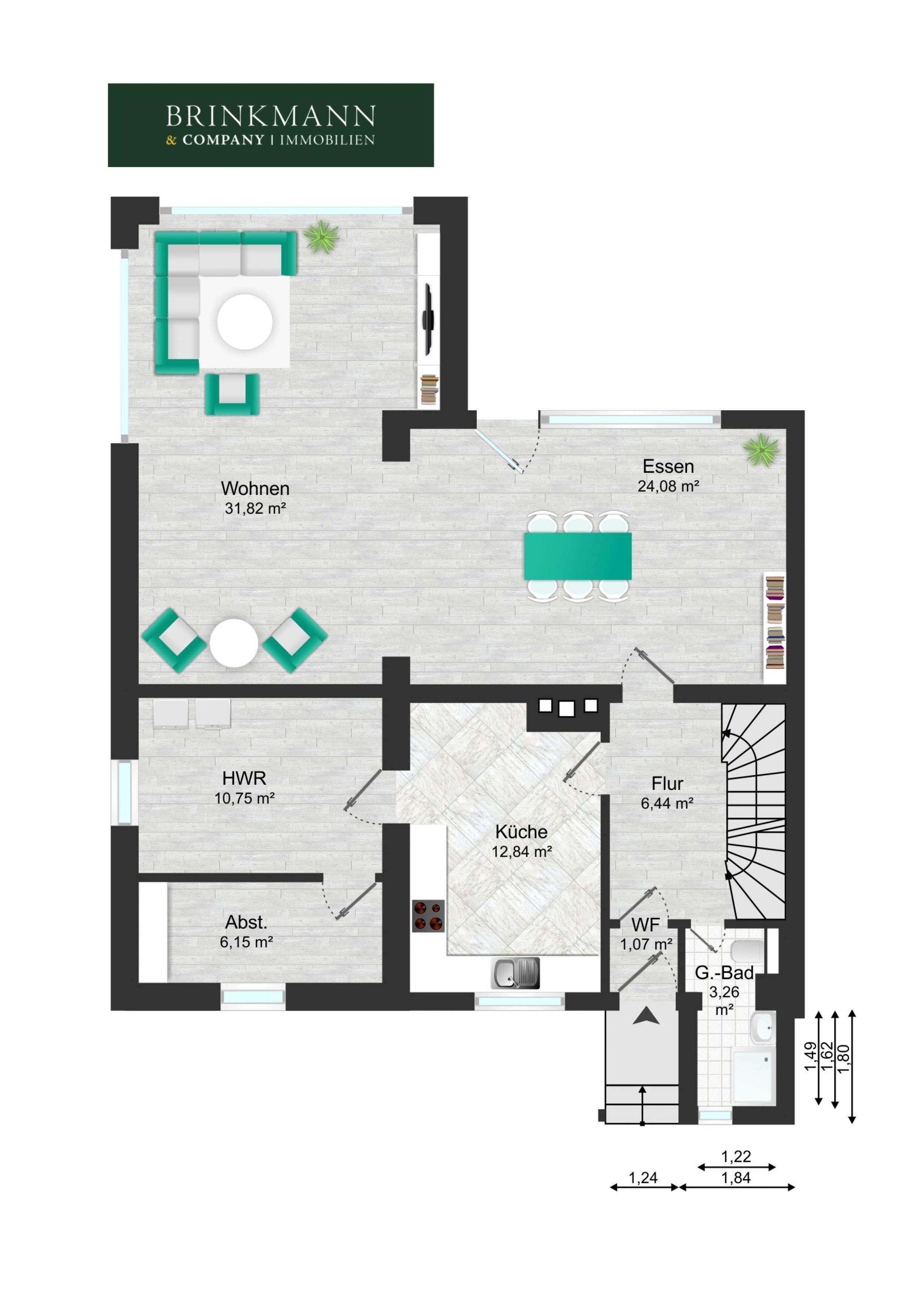 Speckenbüttel - Geräumige Doppelhaushälfte in Parknähe - Erdgeschoss