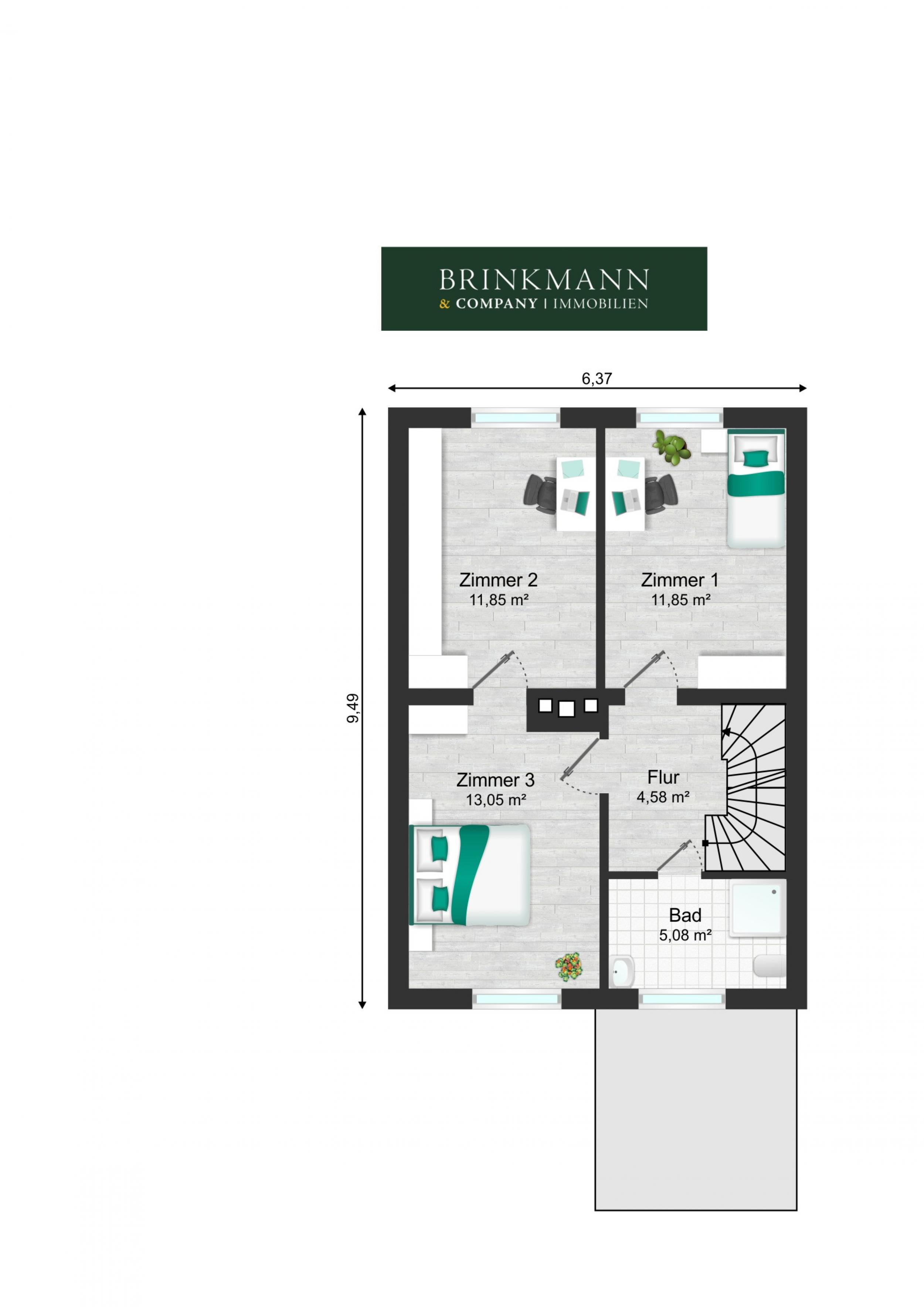 Speckenbüttel - Geräumige Doppelhaushälfte in Parknähe - Obergeschoss