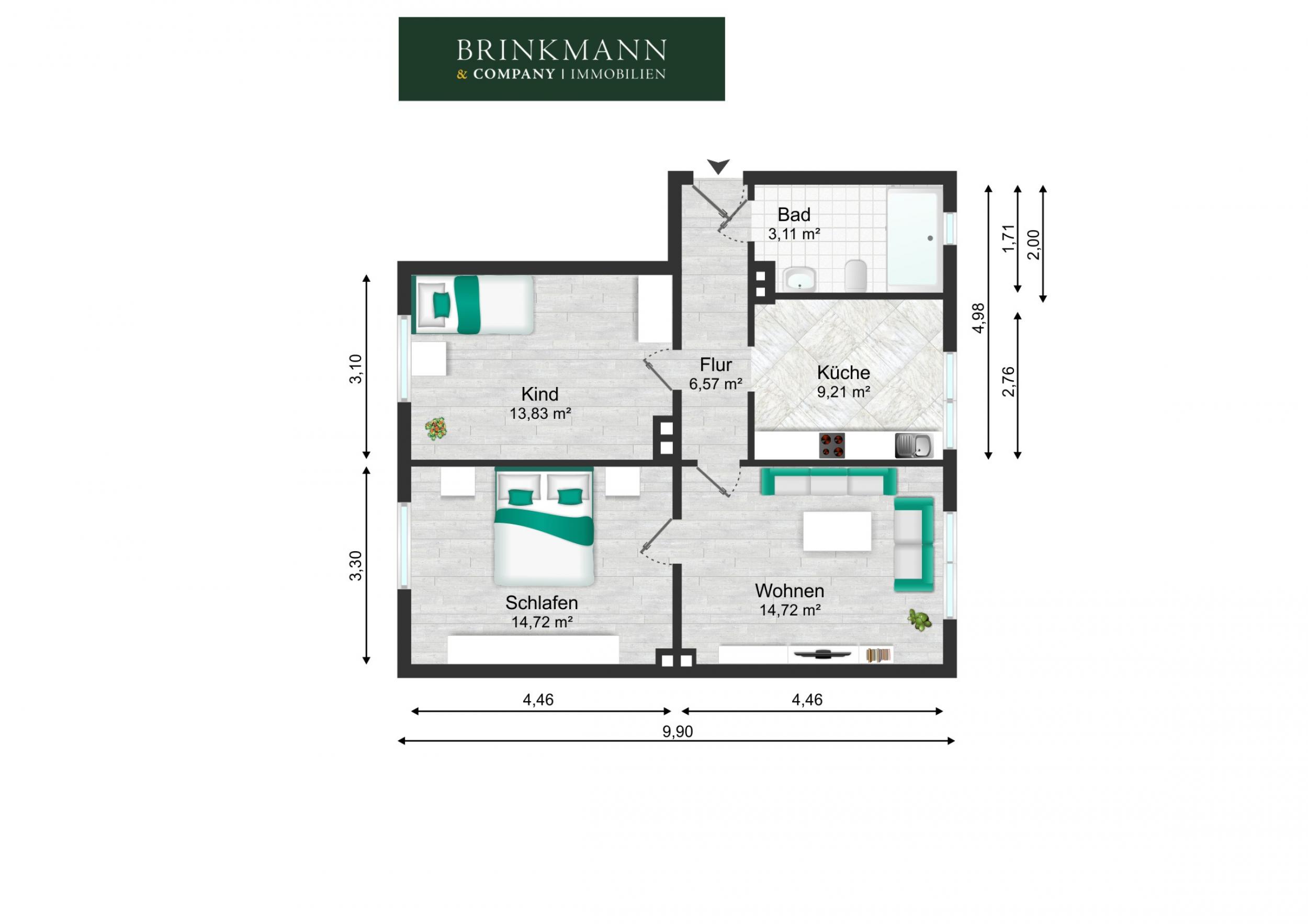 Geestemünde - Modernisierte 3-Zimmerwohnung in zentraler Lage - Grundriss